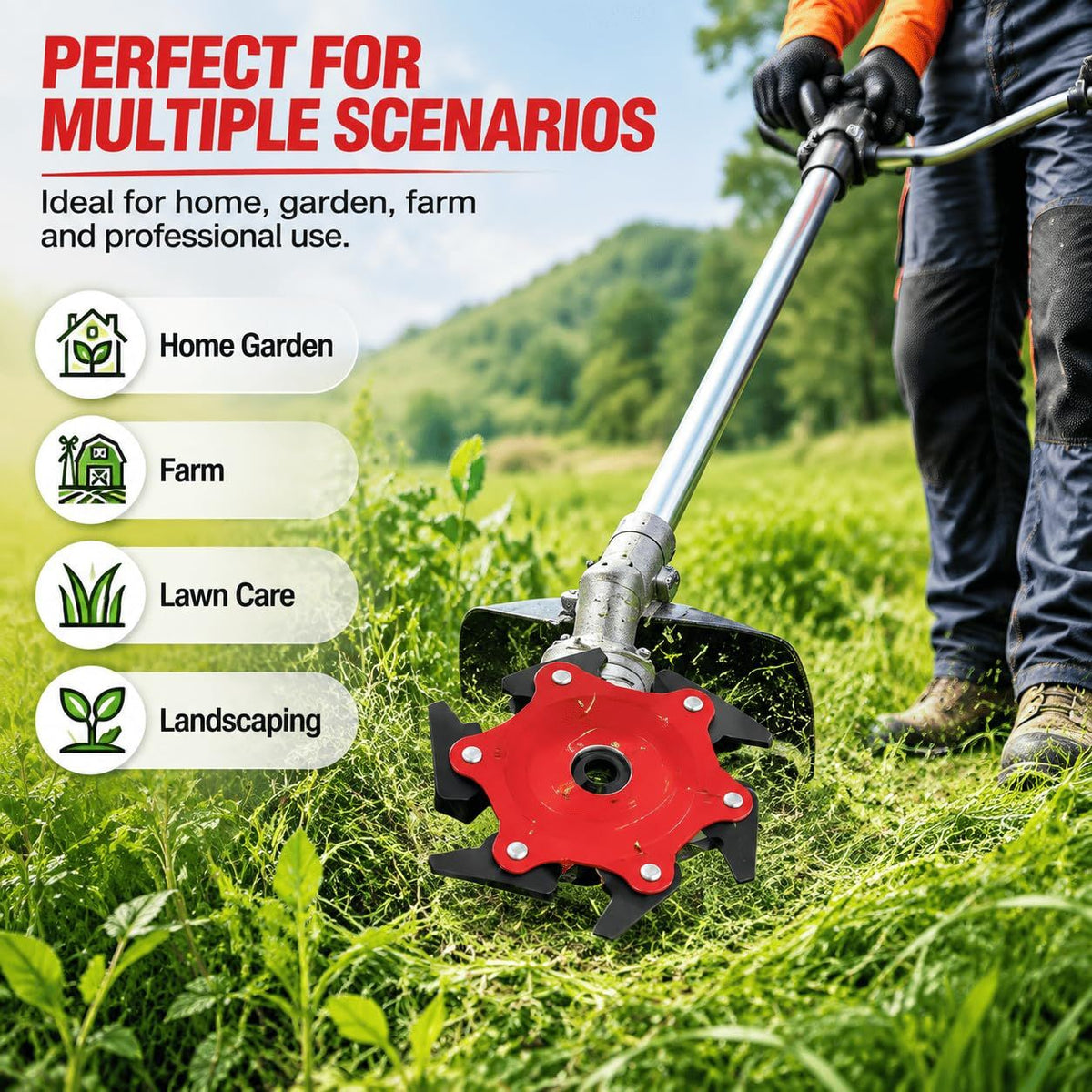 6-Tooth Brush Cutter Blade – Heavy-Duty Weed Trimmer Head & Durable Grass Cutter Attachment for Thick Grass, Shrubs & Tough Vegetation(red)