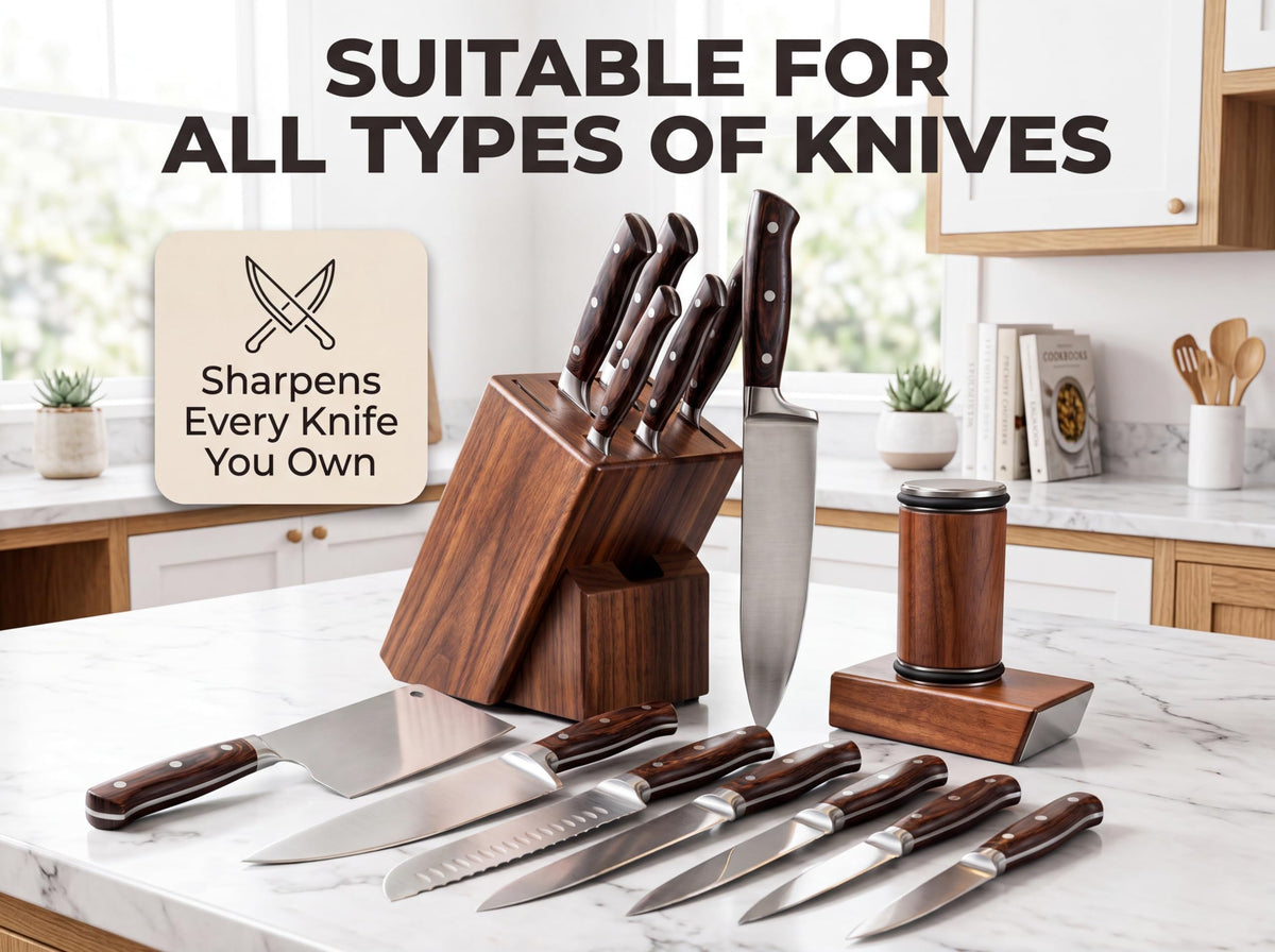 2-in-1 Knife Sharpener Set for Home & Kitchen, Sharpens Blades Fast & Easy (brown)