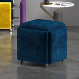 Stool, 5 in 1 Nesting Ottoman Stool with Swivel Casters Stackable Cube Square Sofa Vanity Movable Footstool for Living Room Bedroom(Purple)
