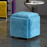 Stool, 5 in 1 Nesting Ottoman Stool with Swivel Casters Stackable Cube Square Sofa Vanity Movable Footstool for Living Room Bedroom(Blue)