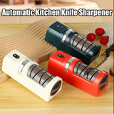 Automatic Kitchen Knife Sharpener - New Cordless Electric Knife Sharpener Tool with Diamond Wheel & Suction Base for All Kitchen Knives & Scissors | Diamond Abrasive Wheels(Green)