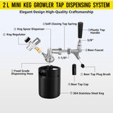 Mini Keg Growler Tap System, 64OZ Pressurized Stainless Steel Beer Keg
Durable Beer Dispenser System, with CO2 Regulator &Self-Closing Faucet, Portable, Keep Fresh, for Homebrew Draft Beer(Black)