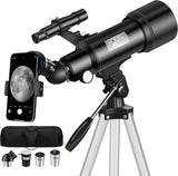 Telescope for Adult, 70mm Aperture 400mm Portable Telescope with Tripod, Finder Scope, Phone Adapter, Carrying Bag, Astronomical Refractors Telescopes for Kids Beginners Adults(White)