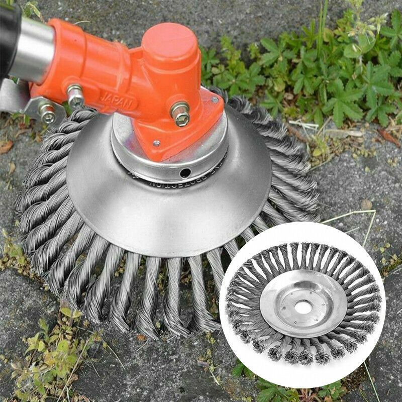 6 Inches Garden Weed Eater Brush Round Steel Wire Wheel Brush with Cutter Head for Lawn Mower Grass Eater Trimmer Brush Cutter Tools Parts Rust Removal Tools(Gray)