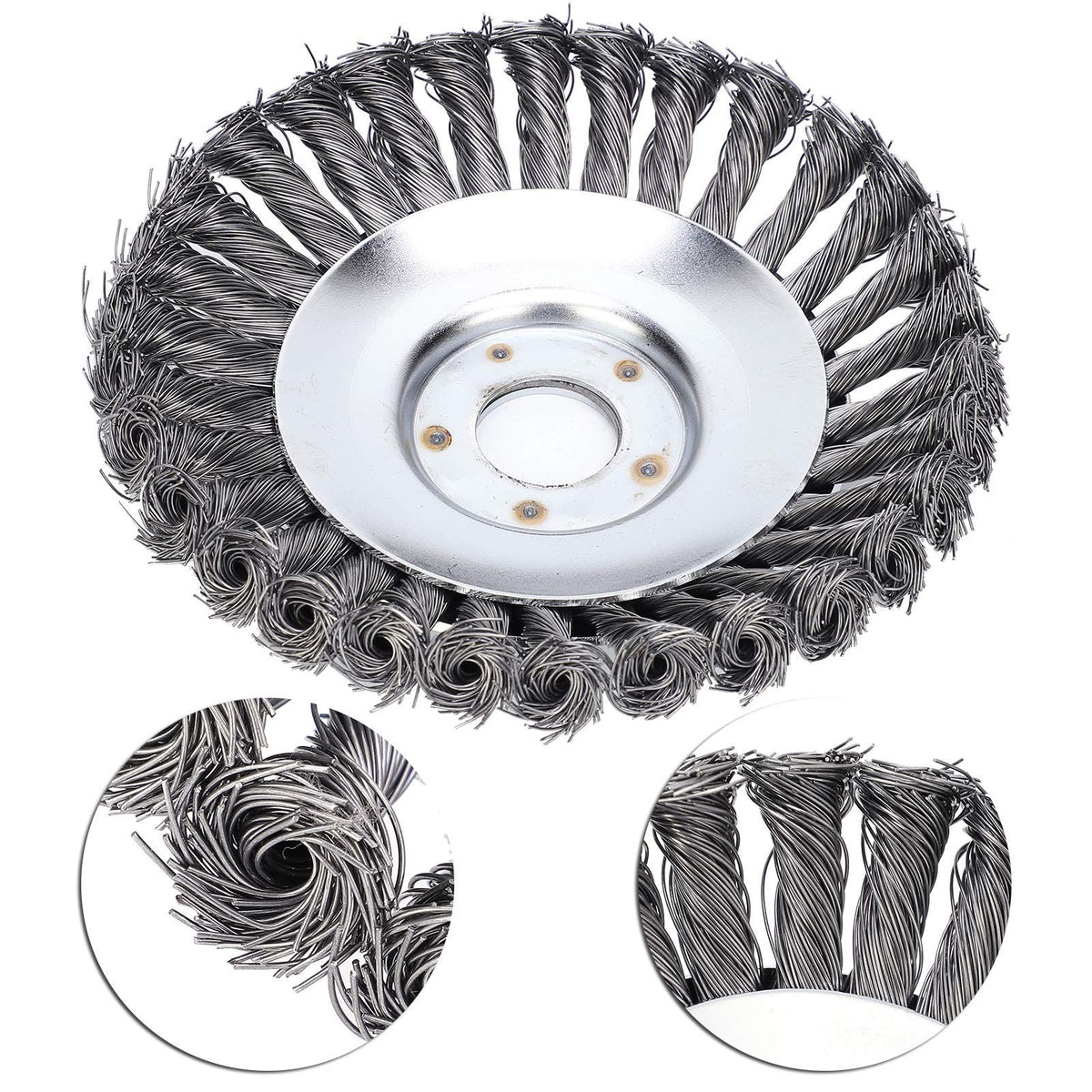 6 Inches Garden Weed Eater Brush Round Steel Wire Wheel Brush with Cutter Head for Lawn Mower Grass Eater Trimmer Brush Cutter Tools Parts Rust Removal Tools(Gray)