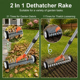 15-Inch Thatch Rake with Rollers, Heavy-Duty Steel Dethatcher Rake for Lawn
0-15° Adjustable Angle | 38-68 Inch Handle,Dethatching Rake for Dead Grass Removal And Lawn Care,Loosening Soil(Orange)