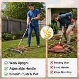 15-Inch Thatch Rake with Rollers, Heavy-Duty Steel Dethatcher Rake for Lawn
0-15° Adjustable Angle | 38-68 Inch Handle,Dethatching Rake for Dead Grass Removal And Lawn Care,Loosening Soil(Orange)