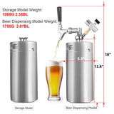128oz Mini Keg Growler, Stainless Steel Portable Beer Keg Tap System
55PSI CO2 Pressure Growler Carbonation, Draft Beer Dispenser to Keep Fresh, Beer Tap System for Homebrew, Camping(silver)