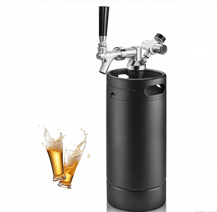 128oz Mini Keg Growler, Stainless Steel Portable Beer Keg Tap System
55PSI CO2 Pressure Growler Carbonation, Draft Beer Dispenser to Keep Fresh, Beer Tap System for Homebrew, Camping(Black)