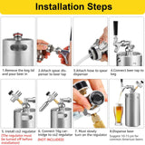 128oz Mini Keg Growler, Stainless Steel Portable Beer Keg Tap System
55PSI CO2 Pressure Growler Carbonation, Draft Beer Dispenser to Keep Fresh, Beer Tap System for Homebrew, Camping(Black)