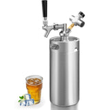 128oz Mini Keg Growler, Stainless Steel Portable Beer Keg Tap System
55PSI CO2 Pressure Growler Carbonation, Draft Beer Dispenser to Keep Fresh, Beer Tap System for Homebrew, Camping(Black)