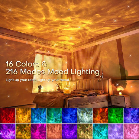 Crystal Ball Night Light Projector, 16 Colors 216 Modes RGB Water Ripple Lamp with Remote & Timer, USB Powered Mood Light for Bedroom Decor, Gifts for Girls (Clear)