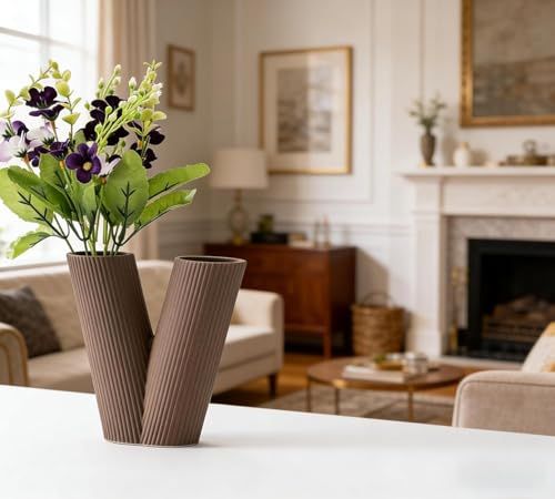 Love Vase 4-Piece Ceramic Vase Set – Stylish Floral Decorative Vases for Entryway, Table Centerpiece & Home Décor(Beige, Light Taupe, Dark Brown)