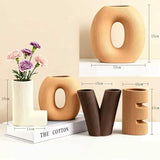 Love Vase 4-Piece Ceramic Vase Set – Stylish Floral Decorative Vases for Entryway, Table Centerpiece & Home Décor(Beige, Light Taupe, Dark Brown)