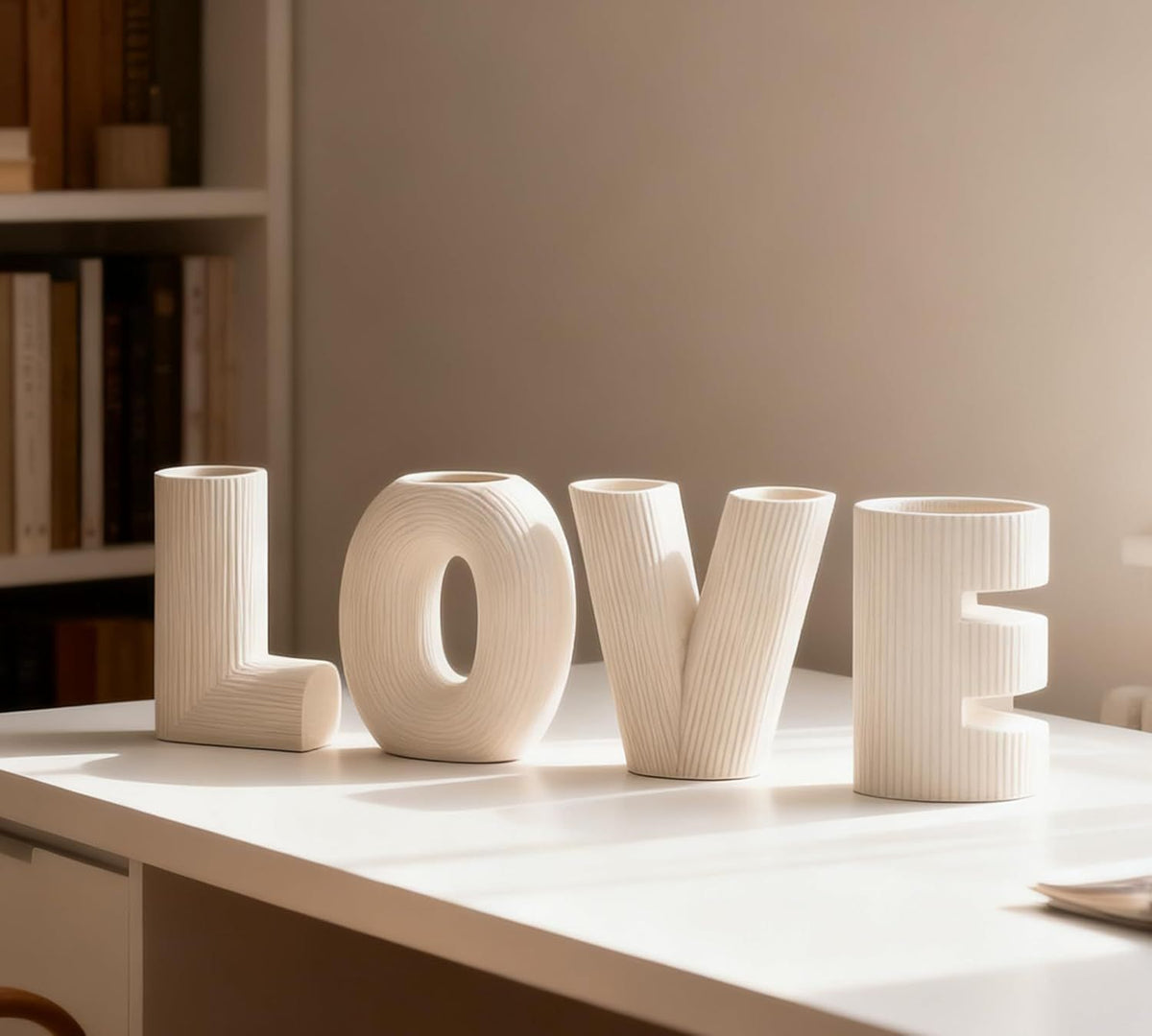 Love Vase 4-Piece Ceramic Vase Set – Stylish Floral Decorative Vases for Entryway, Table Centerpiece & Home Décor(Beige, Light Taupe, Dark Brown)