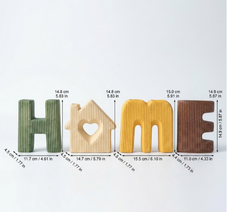 Creative HOME Decor Letter-Shaped Ceramic Vase Set – Ribbed Texture, 4-Piece Set for Modern Home Decoration(Multicolor)