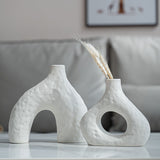 Minimalist Ceramic Vase Set (2-Piece): Modern Home Decor for Flower Arrangements (White) | Black Version Available In-Store