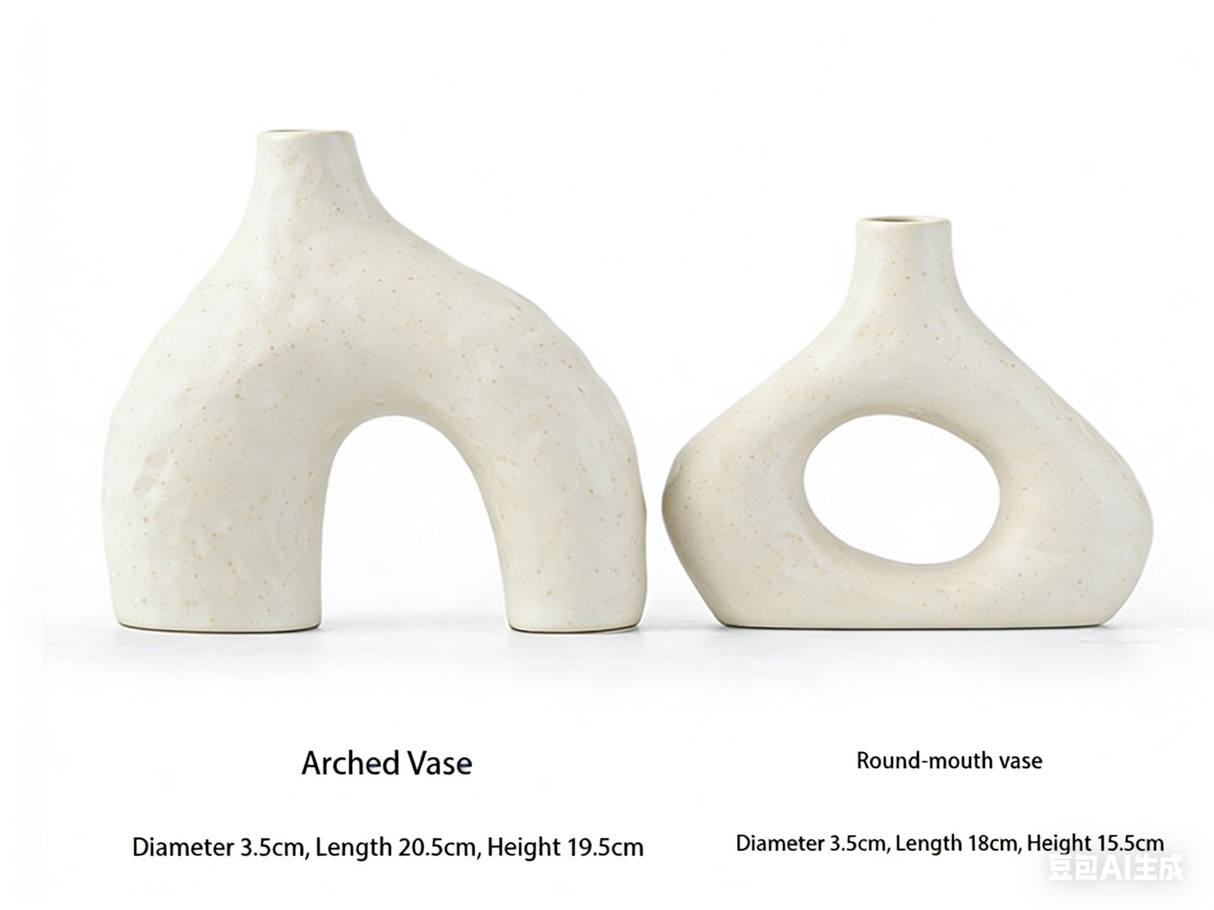 Minimalist Ceramic Vase Set (2-Piece): Modern Home Decor for Flower Arrangements (White) | Black Version Available In-Store