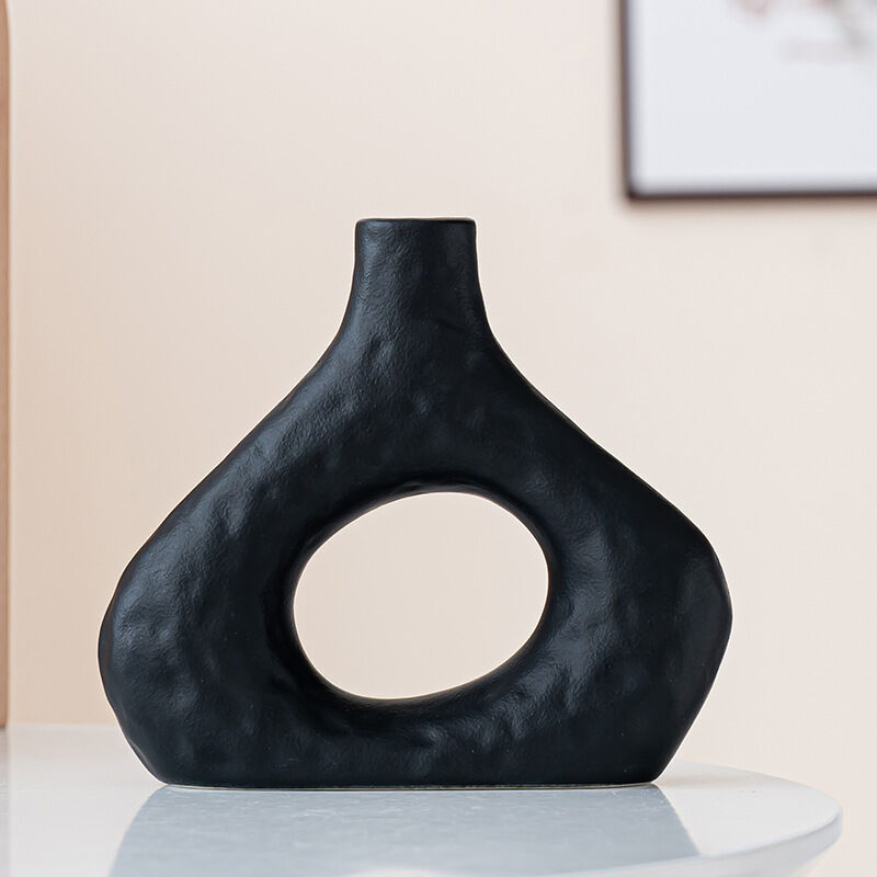 Minimalist Ceramic Vase Set (2-Piece): Modern Home Decor for Flower Arrangements (Black) | White Version Available In-Store