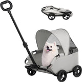 4-Wheel Dog Stroller with Sunshade Cover Collapsible Mesh Canopy Portable Pet Carrier for Outdoor Travel Shopping Walking Suitable for Small Dogs and Cats(Pink)