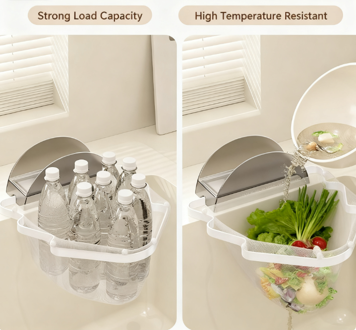 Kitchen Sink Filter Rack with 100 12cm*15cm Mesh Bags, Foldable Food Waste Strainer, Multi-functional Drain Basket（green）