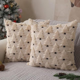 Christmas Pillow Covers 18x18 inch Set of 2 Black Christmas Decorations Soft Plush Faux Fur Wool Xmas Tree Throw Pillow Cases Winter Holiday Decor for Sofa Living Room