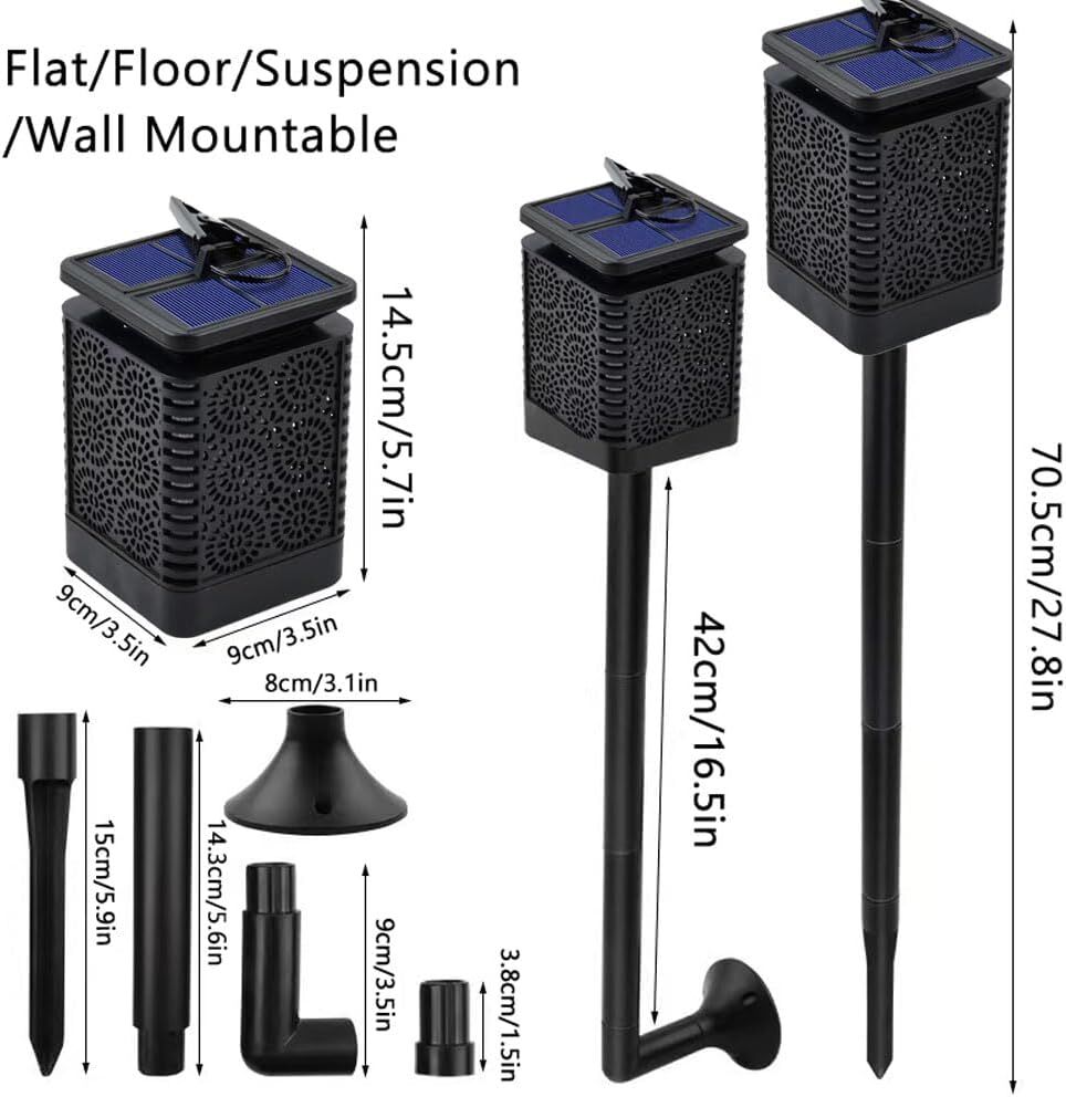 4-Pack Solar Garden Stake Light with Floral Pattern: 12 LED Outdoor Decorative Light with Multiple Mounting Options
