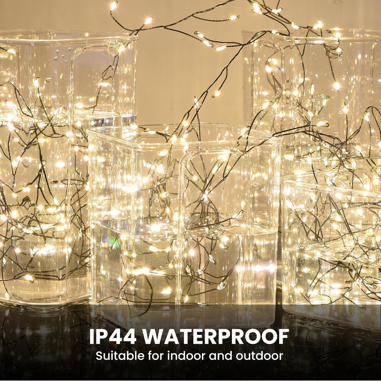 900 LED Warm White USB Fairy String Lights with Remote, 30m Black Wire, IP44 Waterproof 8-Mode Twinkle Lights with Timer for Christmas Bedroom Wreath Decor
