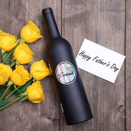 Wine Accessories Gift Set (Black), 5-Piece Bottle Corkscrew Opener Kit with Novelty Bottle-Shaped Case, Valentine's Day Gift for Wine Lovers