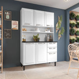 Free Standing Steel Kitchen Cabinet/Cupboard with Countertop Storage - Pratika White Flatpack DIY