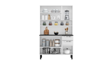 Free Standing Steel Kitchen Cabinet/Cupboard with Countertop Storage - Pratika White Flatpack DIY