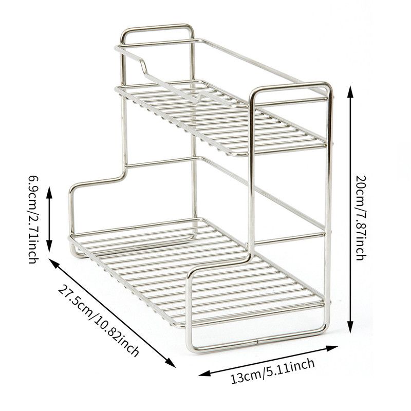 Mini Stainless Steel Kitchen Spice Storage Shelf Bathroom And Toilet Organizer Rack-Silver