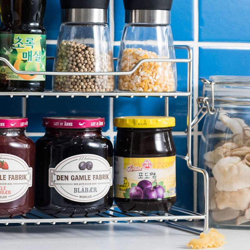 Mini Stainless Steel Kitchen Spice Storage Shelf Bathroom And Toilet Organizer Rack-Silver