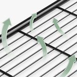 Metal Shelf For Microwave Oven 2 Level Kitchen Storage Rack With 4 Hooks-Black