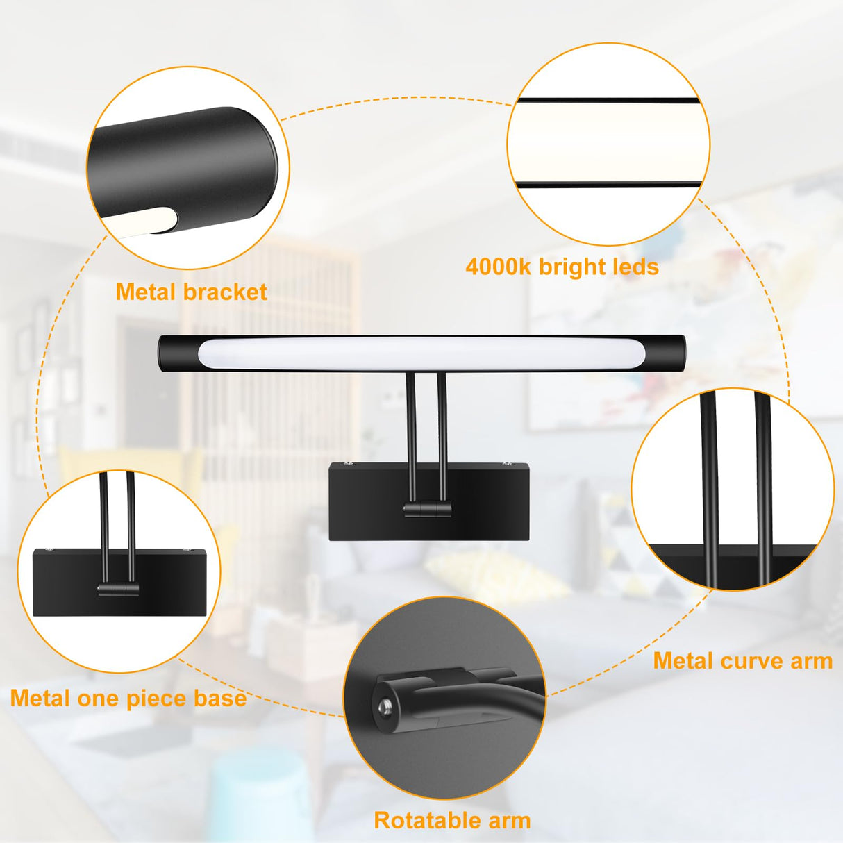 Hardwired Picture Light for Wall Black,14 inch Night Light LED Wall Sconces for Pictures,Dart Board Lights Wall Lights for Dartboard Mirror Frame Gallery