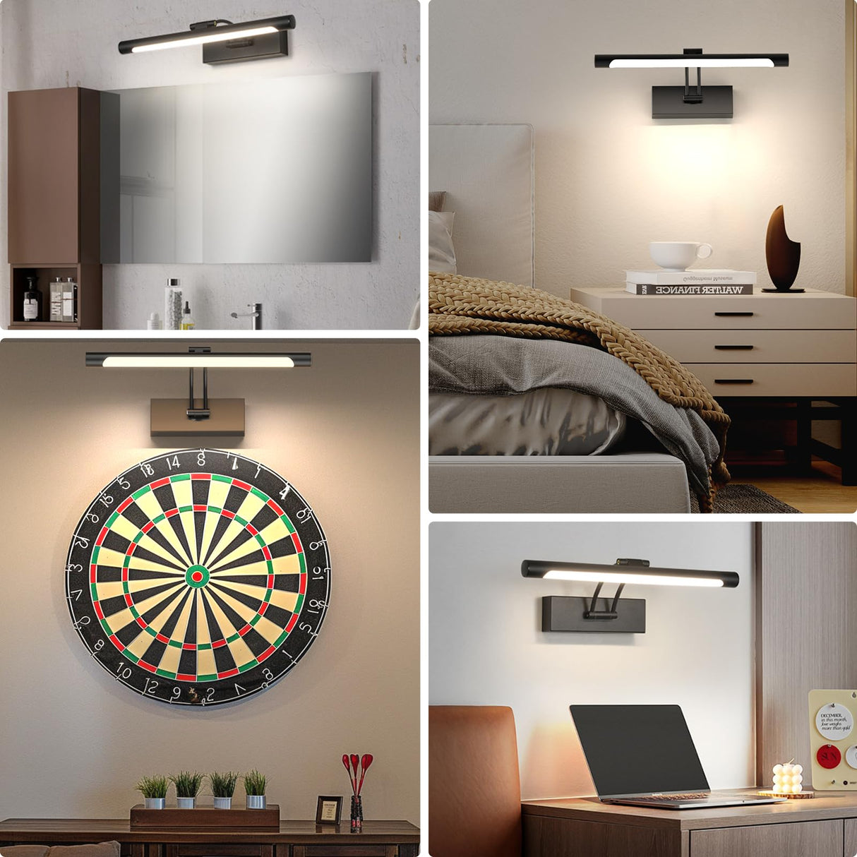 Hardwired Picture Light for Wall Black,14 inch Night Light LED Wall Sconces for Pictures,Dart Board Lights Wall Lights for Dartboard Mirror Frame Gallery