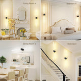 Black Battery Operated Wall Sconce Set of 2, Rechargeable Wireless Wall Lights with Remote and Touch, 360° Rotatable Sconces Wall Decor for Bedroom Living Room (31.49 Inch, 2-Pack)