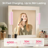 Wireless Vanity Lights for Mirror Set of 2-4000mAh Rechargeable Stick On Makeup Light with CCT Modes & Dimmable Brightness, Cordless Light for Mirror, Vanity, Bathroom, Renter Friendly