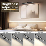 Wall Picture Light, 24in Battery-Powered Gallery Light for Artwork, CCT Dimmable Rechargeable Battery Wall Lamp with Remote Control for Living Room, Gallery, and Dartboard (Black)