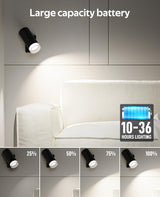 Battery Operated Wall Lights 2 Pack Rechargeable Wall Lights Indoor Touch Dimmable with Remote Control,Magnetic Wall Sconce Lights Battery Black Wireless LED Decor Lighting 3000mAh [Energy Class F]