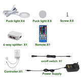 RGBWW RGB + Warm White Color Changing Christmas Xmas Under Cabinet LED Lights Kit IR Remote Puck Lights for Kitchen Counter Shelf Furniture Ambiance Lighting (RGBWW, 4 Lights, 12W)