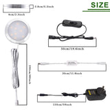 Dimmable LED Under Cabinet Lighting, Counter Showcase Kitchen Lighting Fixtures with 12V Plug in Adapter and Dimmable Wireless Remote Control, 6 Ultra Slim Puck Lights Kit (Daylight White)