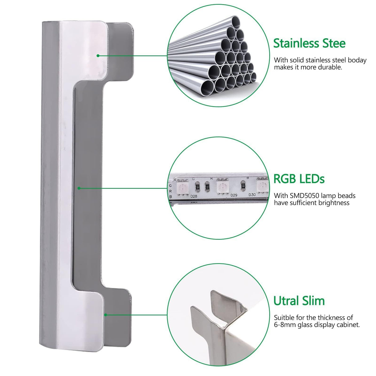 LED Under Cabinet Night Lights Kit for Glass Edge Shelf Back Side Lighting Using Flexible Cable and Clip with RF Remote(4 lights, RGB)