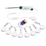 Linkable Under Cabinet LED Lighting 12V Slim Aluminum Dimmable Puck Lights Direct Wired with RF Remote Control for Kitchen Lighting(8pack Daylight White)