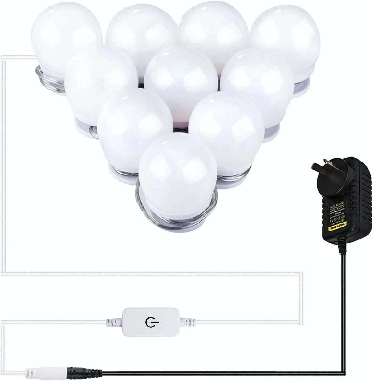 Hollywood LED Vanity Mirror Lights Kit,Stick on Dimmable Makeup Lights, 12V Mirror Lighting Strip Fixture for Vanity Dressing Table Set, Bedroom Wall Lights,CRI>90 (4000K Natural White,10 Bulbs)