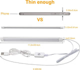 Dimmable LED Under Cabinet Lighting,5V USB Powered Closet Light Bar with Touch Sensor,Plug Under Counter Strip Lights with 3 Color Temperature for Kitchen Cupboard Shelf Bookcase (11.2inch 2PACK)