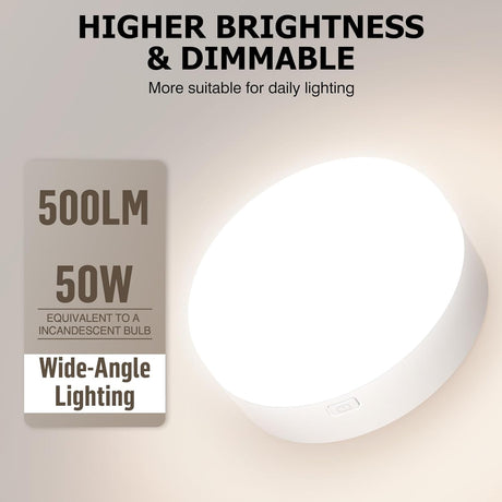 Battery Operated Light Bulbs, 5000mAh Rechargeable Light Bulb Set of 2 with Remote, 3 Colors 10 Levels Dimmable Fabric Wireless Sconces Light Bulb with Timer for Bedroom Living Room