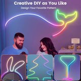 32.8ft LED Neon Rope Lights with APP/Remote Control,Flexible DIY Design,Music Sync Neon Lights for Wall Decor,Outdoor IP67 Waterproof, RGB Rope LED Lights for Bedroom,Livingroom,Gaming,Party