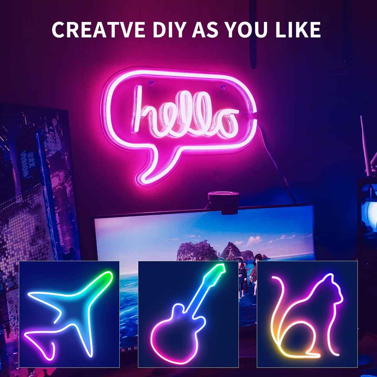 16.4FT Led Neon Rope Lights with APP/Remote Control, Flexible DIY Design, Music Sync Neon Lights for Wall Decor, Outdoor IP67 Waterproof, RGB LED Strip Lights for Bedroom, Living, Gaming, Party