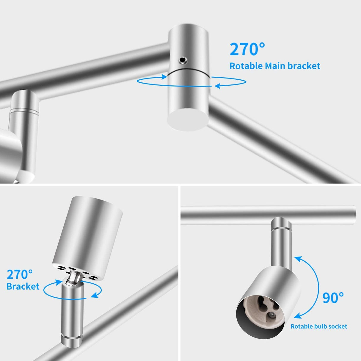 Kitchen Lights, 6-Light Ceiling Lighting Kits, Swivelling Ceiling Spotlight for Bedroom, Kitchen and Living Room(GU10 LED Bulbs not Included) (Brush Nickel)